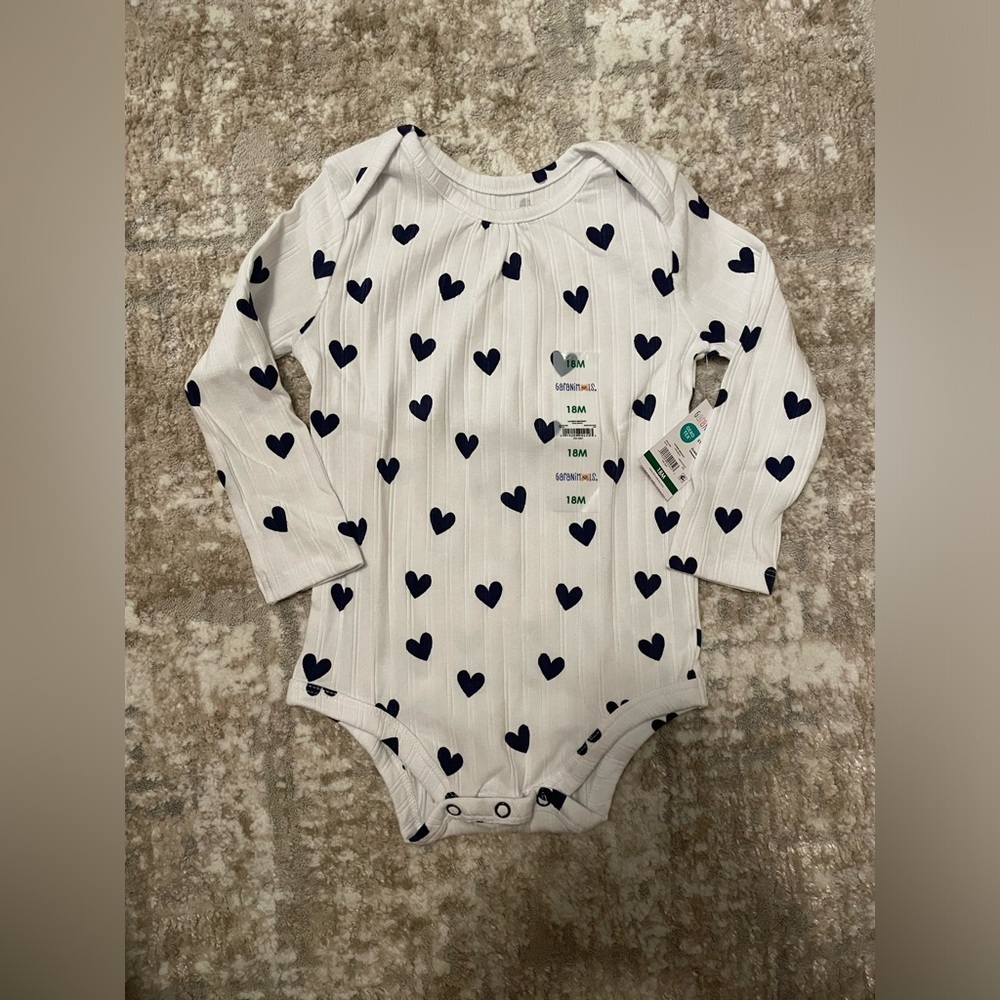 Garanimals White and Navy Heart Bodysuit size 18 months-NWT